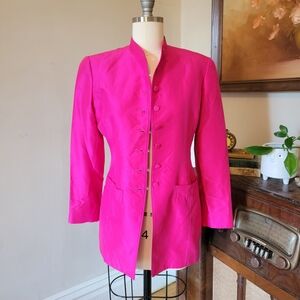 Vintage 90s Dana Buchman Fuchsia Pink Blazer Jacket 4 Small